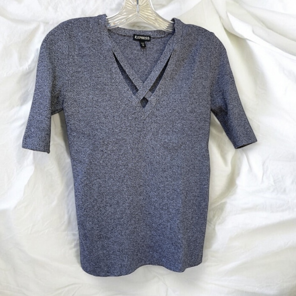 Express Gray V-Neck blouse